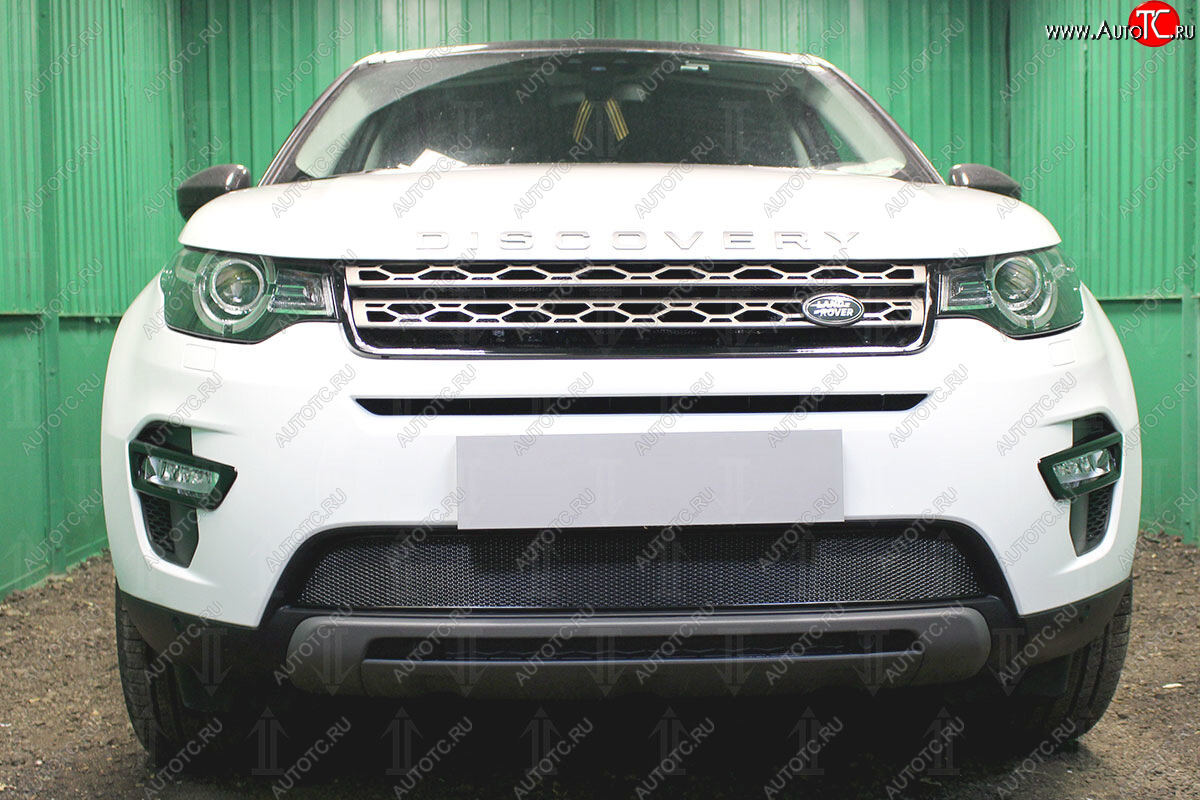 4 499 р. Защитная сетка в бампер (низ, ячейка 4х10 мм) Alfeco Премиум Land Rover Discovery Sport L550 дорестайлинг (2014-2019) (Чёрная)  с доставкой в г. Нижний Новгород