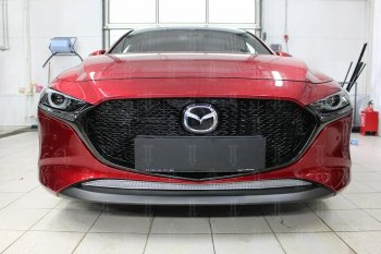 3 799 р. Защитная сетка в бампер (низ, ячейка 4х10 мм) Alfeco Премиум Mazda 3/Axela BP хэтчбэк (2019-2025) (Хром)  с доставкой в г. Нижний Новгород. Увеличить фотографию 2