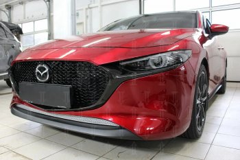 3 799 р. Защитная сетка в бампер (низ, ячейка 4х10 мм) Alfeco Премиум Mazda 3/Axela BP хэтчбэк (2019-2025) (Хром)  с доставкой в г. Нижний Новгород. Увеличить фотографию 3