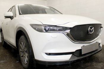 6 299 р. Защитная сетка в бампер (верх, ячейка 4х10 мм) Alfeco Премиум Mazda CX-5 KF (2016-2024) (Чёрная)  с доставкой в г. Нижний Новгород. Увеличить фотографию 4