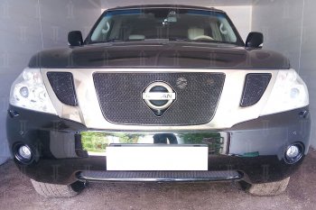 4 199 р. Защитная сетка в бампер (низ, ячейка 4х10 мм) Стрелка11 Премиум Nissan Patrol 6 Y62 дорестайлинг (2010-2014) (Чёрная)  с доставкой в г. Нижний Новгород. Увеличить фотографию 3