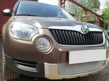 4 299 р. Защитная сетка в бампер (низ, ячейка 4х10 мм) Стрелка11 Премиум Skoda Yeti (2009-2013) (Хром)  с доставкой в г. Нижний Новгород. Увеличить фотографию 4