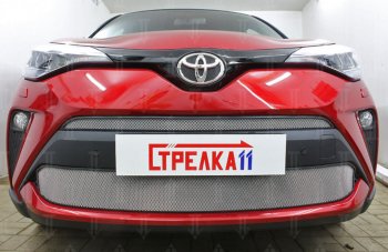 5 549 р. Защитная сетка в бампер (низ, ячейка 4х10 мм) Стрелка11 Премиум Toyota C-HR NGX10, ZGX10 рестайлинг (2019-2024) (Хром)  с доставкой в г. Нижний Новгород. Увеличить фотографию 2