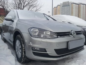 4 199 р. Защитная сетка в бампер (низ, ячейка 4х10 мм) Стрелка11 Премиум Volkswagen Golf 7 дорестайлинг, хэтчбэк 5 дв. (2012-2017) (Чёрная)  с доставкой в г. Нижний Новгород. Увеличить фотографию 2