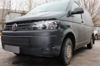 4 199 р. Защитная сетка в бампер (низ, ячейка 4х10 мм) Стрелка11 Премиум Volkswagen Multivan T5 рестайлинг (2009-2015) (Чёрная)  с доставкой в г. Нижний Новгород. Увеличить фотографию 3