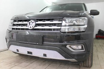 4 649 р. Защитная сетка в бампер (низ, ячейка 4х10 мм) Стрелка11 Премиум Volkswagen Teramont CA1 дорестайлинг (2016-2020) (Хром)  с доставкой в г. Нижний Новгород. Увеличить фотографию 4