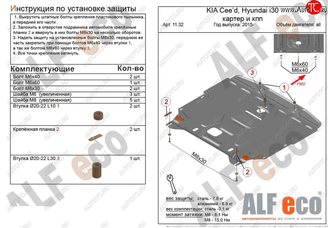 4 999 р. Защита картера двигателя и КПП Alfeco KIA Cerato 4 BD дорестайлинг седан (2018-2021) (Сталь 2 мм)  с доставкой в г. Нижний Новгород