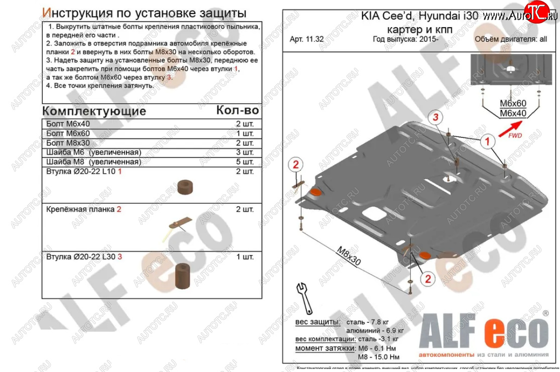 4 999 р. Защита картера двигателя и КПП Alfeco  KIA Cerato  3 YD (2016-2019) рестайлинг седан (Сталь 2 мм)  с доставкой в г. Нижний Новгород