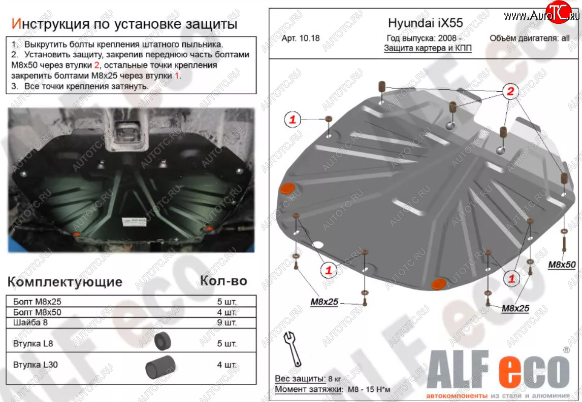 10 799 р. Защита картера двигателя и КПП (V-2,2 CRDI) Alfeco  Hyundai Santa Fe  CM (2009-2012) рестайлинг (Алюминий 3 мм)  с доставкой в г. Нижний Новгород