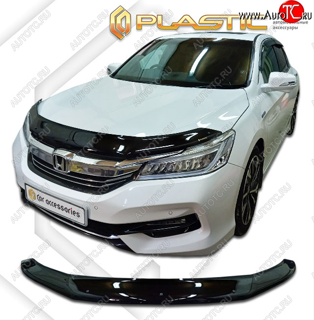 2 199 р. Дефлектор капота CA-Plastic  Honda Accord  CR (2016-2020) седан рестайлинг (classic черный, без надписи)  с доставкой в г. Нижний Новгород