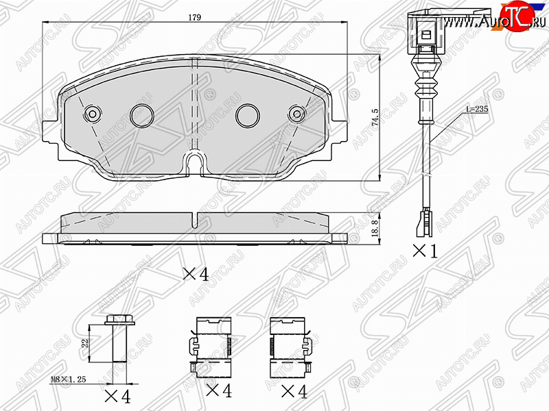 1 659 р. Колодки тормозные SAT (передние)  Volkswagen Teramont  CA1 (2016-2020) дорестайлинг  с доставкой в г. Нижний Новгород