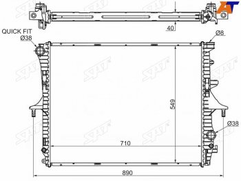 9 749 р. Радиатор охлаждающей жидкости SAT Audi Q7 4L дорестайлинг (2005-2009)  с доставкой в г. Нижний Новгород. Увеличить фотографию 1