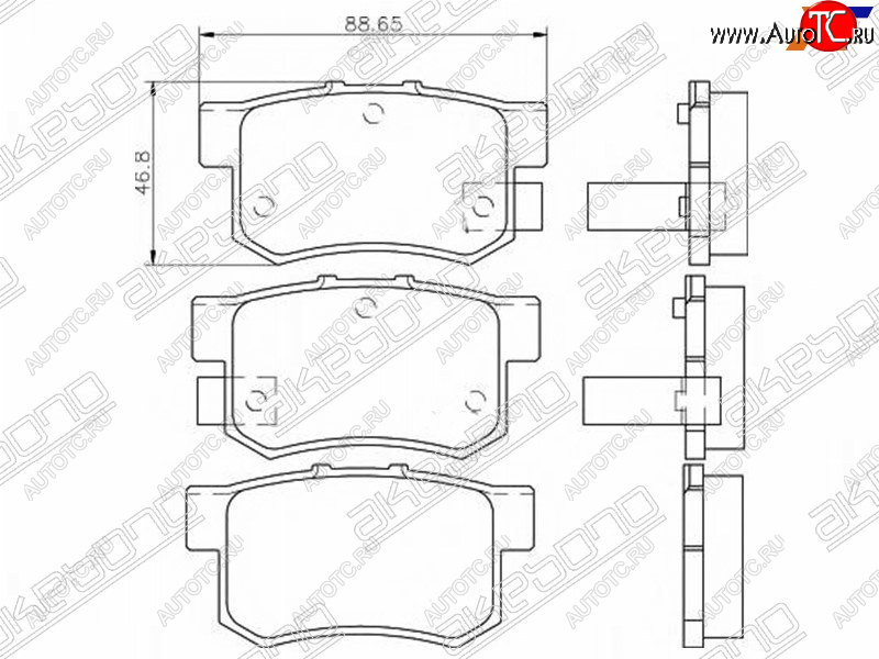 2 889 р. Задние колодки тормозные AKEBONO Honda Stream 1 RN1,RN3  дорестайлинг (2000-2004)  с доставкой в г. Нижний Новгород