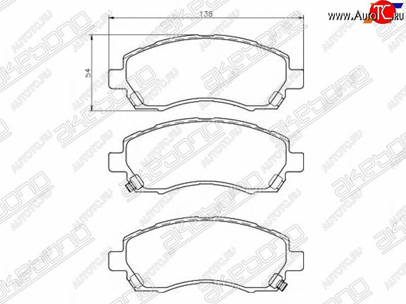 2 479 р. Колодки тормозные AKEBONO (передние) Subaru Legacy BH/BE12 универсал (1998-2003)  с доставкой в г. Нижний Новгород