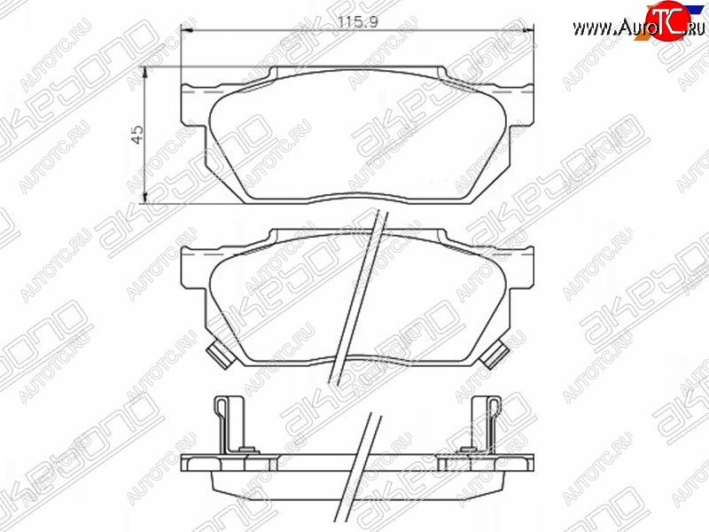 2 499 р. Колодки тормозные AKEBONO (передние)  Honda Fit  1 (2001-2004) GD дорестайлинг  с доставкой в г. Нижний Новгород