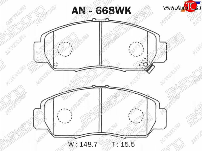 3 189 р. Колодки тормозные AKEBONO (передние)  Honda Accord  CU (2008-2013) седан дорестайлинг, седан рестайлинг  с доставкой в г. Нижний Новгород