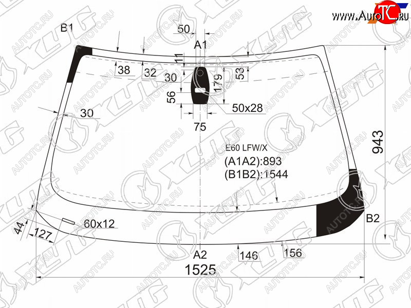 7 449 р. Стекло лобовое (Датчик дождя Прямоугольный датчик дождя) XYG  BMW 5 серия ( E60,  E61) (2003-2007) седан дорестайлинг, универсал дорестайлинг  с доставкой в г. Нижний Новгород