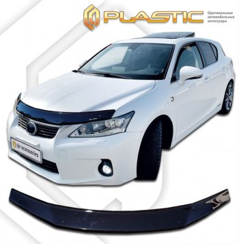 1 899 р. Дефлектор капота CA-Plastic Lexus CT200h A10 дорестайлинг (2011-2013) (classic черный, с надписью)  с доставкой в г. Нижний Новгород. Увеличить фотографию 1