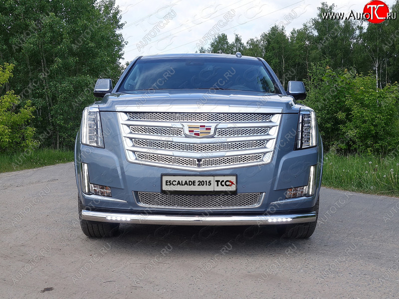 40 649 р. Защита переднего бампера нижняя с ДХО 76,1 мм ТСС Тюнинг Cadillac Escalade GMTK2 джип 5 дв. короткая база (2015-2020) (нержавейка)  с доставкой в г. Нижний Новгород