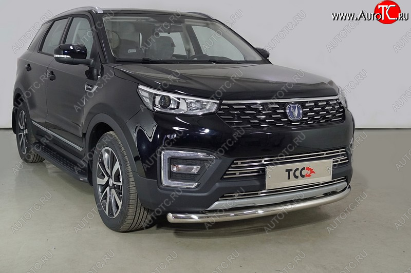 16 949 р. Защита переднего бампера нижняя d60,3 мм ТСС Тюнинг  Changan CS55 (2017-2024) дорестайлинг, рестайлинг (нержавейка)  с доставкой в г. Нижний Новгород