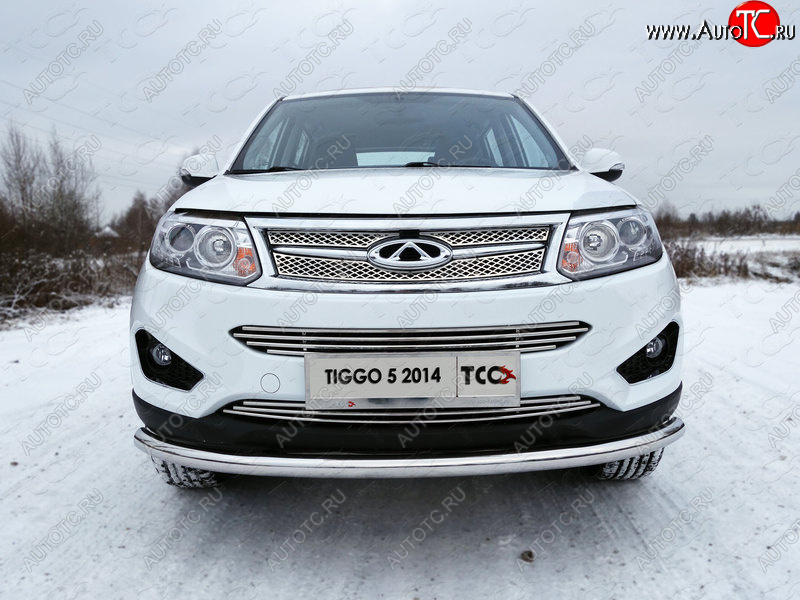 4 649 р. Нижняя декоративная вставка в бампер ТСС Тюнинг  Chery Tiggo 5  (T21) (2014-2017) дорестайлинг (d 12 мм)  с доставкой в г. Нижний Новгород