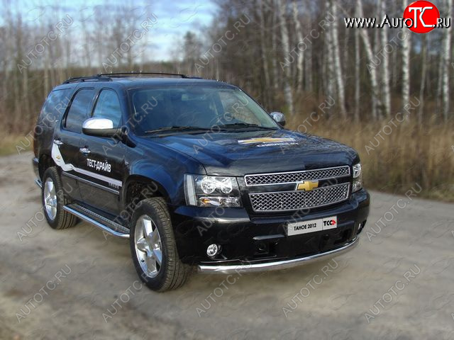 27 699 р. Защита переднего бампера овальная 75х42 мм ТСС тюнинг Chevrolet Tahoe GMT900 5 дв. (2006-2013) (нержавейка)  с доставкой в г. Нижний Новгород