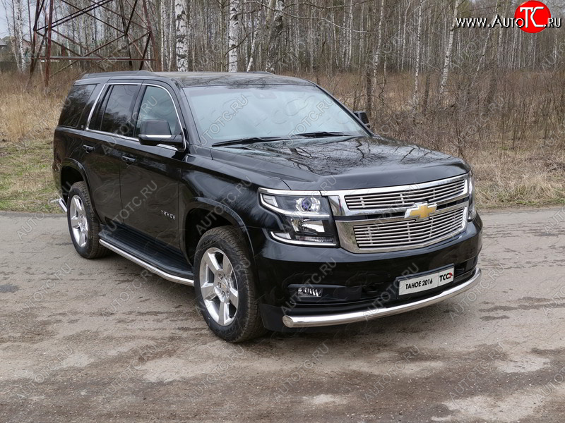 23 999 р. Защита переднего бампера нижняя 76,1 мм ТСС Тюнинг Chevrolet Tahoe GMT900 5 дв. (2006-2013) (нержавейка)  с доставкой в г. Нижний Новгород