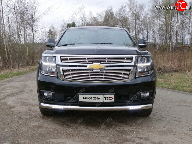 40 649 р. Защита переднего бампера нижняя с ДХО 76,1 мм ТСС Тюнинг Chevrolet Tahoe GMT900 5 дв. (2006-2013) (нержавейка)  с доставкой в г. Нижний Новгород