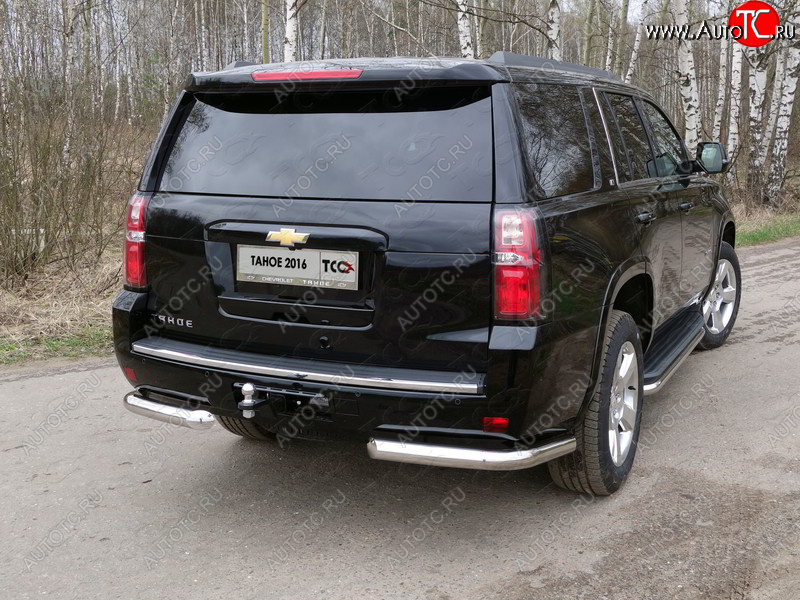 21 799 р. Защита задняя (уголки, нержавейка 76,1 мм) ТСС Тюнинг  Chevrolet Tahoe  K2UC (2014-2021)  с доставкой в г. Нижний Новгород