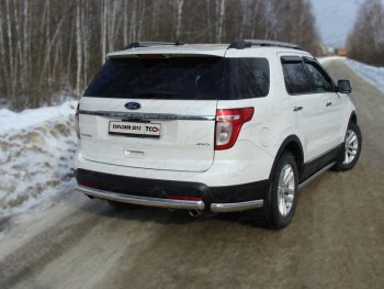 Защита задняя (уголки овальные, нержавейка 75х42 мм) ТСС Тюнинг Ford Explorer U502 дорестайлинг (2010-2016)  (уголки овальные)