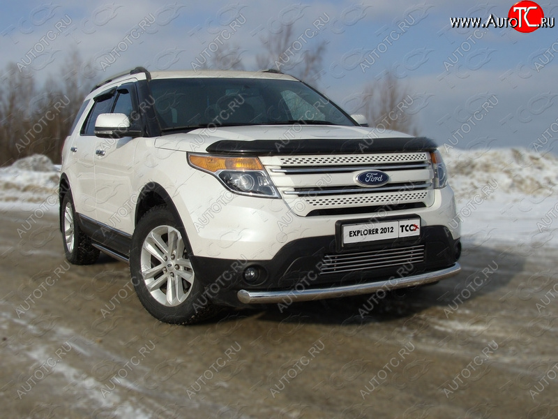 20 999 р. Защита переднего бампера нижняя 76,1 мм ТСС Тюнинг  Ford Explorer  U502 (2010-2016) дорестайлинг (нержавейка)  с доставкой в г. Нижний Новгород