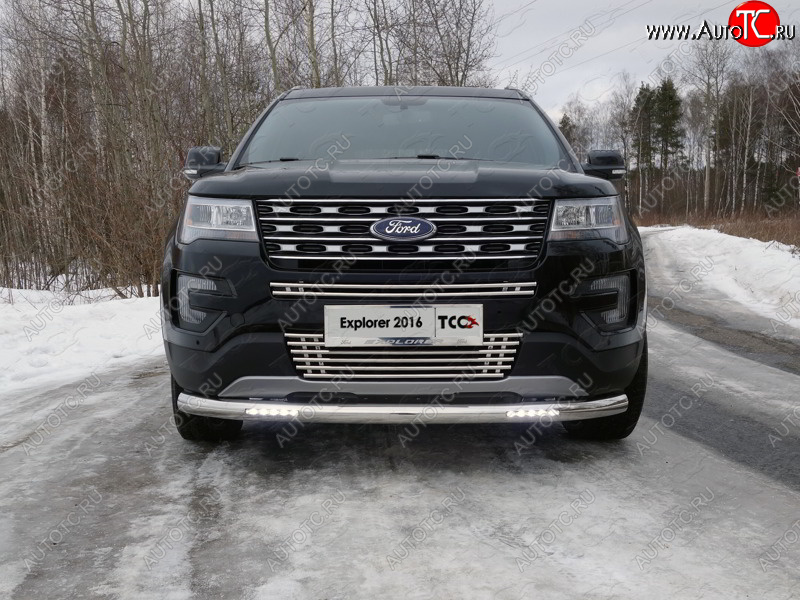 12 299 р. Нижняя декоративная вставка в бампер ТСС Тюнинг Ford Explorer U502 1-ый рестайлинг, 5 дв. (2015-2018) (d 16 мм )  с доставкой в г. Нижний Новгород