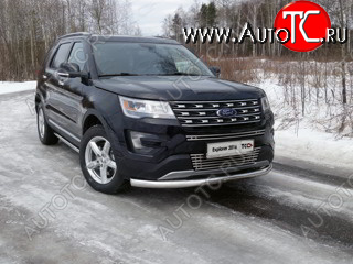 21 799 р. Защита переднего бампера нижняя 76,1 мм ТСС Тюнинг  Ford Explorer  U502 (2015-2018) 1-ый рестайлинг, 5 дв. (нержавейка)  с доставкой в г. Нижний Новгород