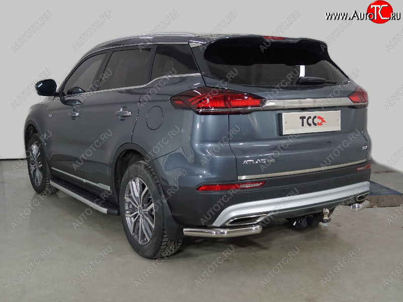 21 599 р. Защита задняя (уголки 60,3 мм) ТСС Тюнинг  Geely Atlas Pro  NL3 (2019-2024) (уголки)  с доставкой в г. Нижний Новгород