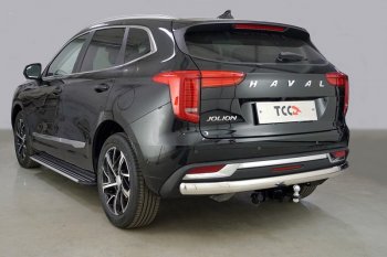 Защита заднего бампера (1.5 2WD, овальная, d75х42 мм) TCC Haval Jolion дорестайлинг (2020-2024)