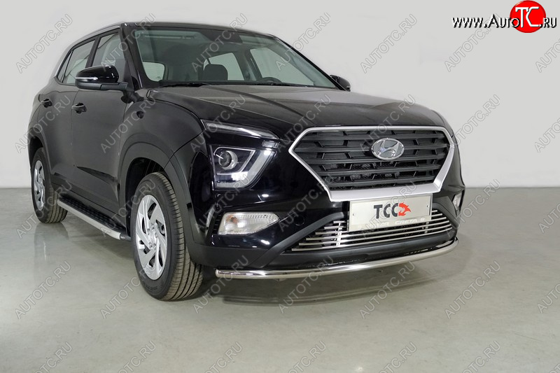 17 799 р. Защита переднего бампера нижняя d42,4 мм ТСС Тюнинг Hyundai Creta SU (2020-2022) (нержавейка)  с доставкой в г. Нижний Новгород