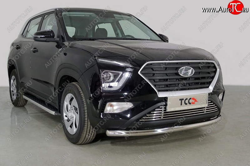 20 999 р. Защита переднего бампера нижняя d60,3 мм ТСС Тюнинг Hyundai Creta SU (2020-2022) (нержавейка)  с доставкой в г. Нижний Новгород