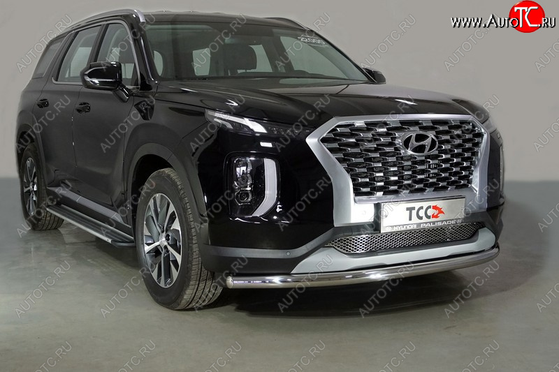 22 999 р. Защита переднего бампера нижняя d60,3 мм ТСС Тюнинг  Hyundai Palisade  LX2 (2018-2022) (нержавейка)  с доставкой в г. Нижний Новгород