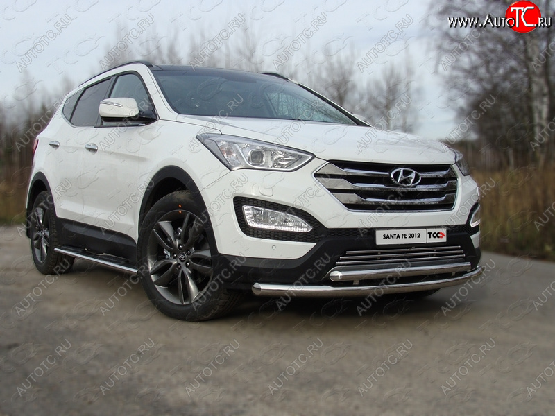 22 999 р. Защита переднего бампера нижняя d60,3*50,8 мм ТСС Тюнинг  Hyundai Santa Fe  DM (2012-2019) дорестайлинг, рестайлинг (нержавейка)  с доставкой в г. Нижний Новгород