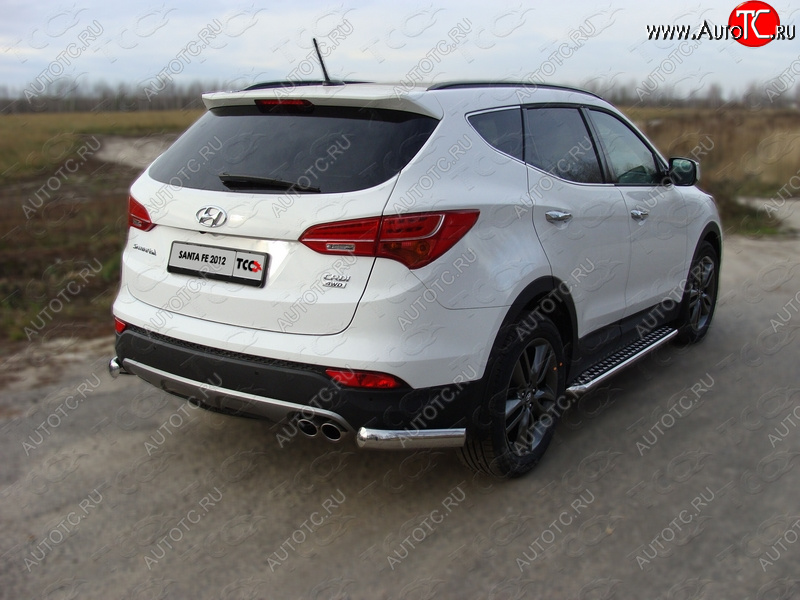 13 499 р. Защита заднего бампера (уголки, d75х42 мм) TCC  Hyundai Santa Fe  DM (2012-2019) дорестайлинг, рестайлинг  с доставкой в г. Нижний Новгород