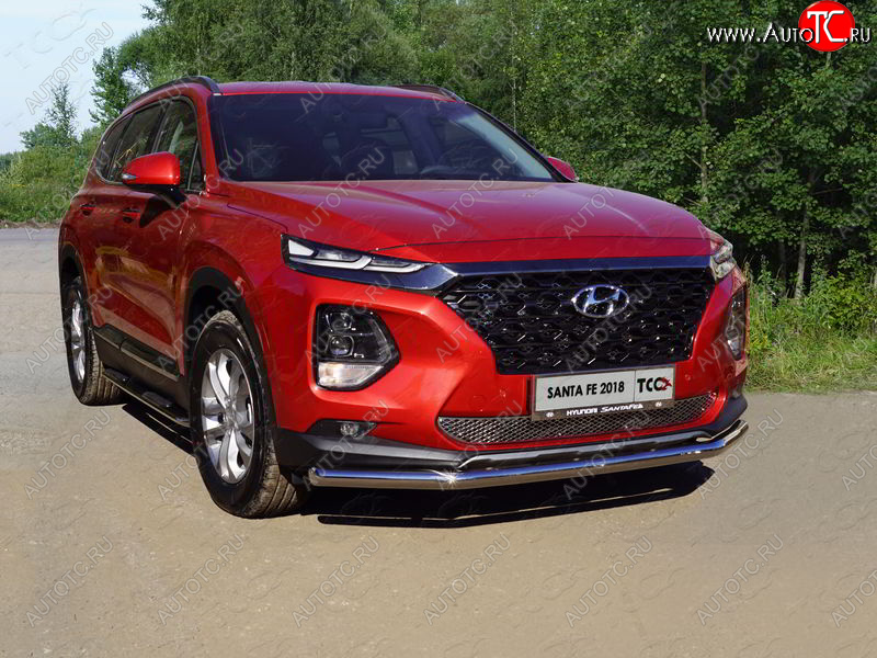 18 699 р. Защита переднего бампера нижняя d60,3 мм ТСС Тюнинг  Hyundai Santa Fe  TM (2018-2021) дорестайлинг (нержавейка)  с доставкой в г. Нижний Новгород