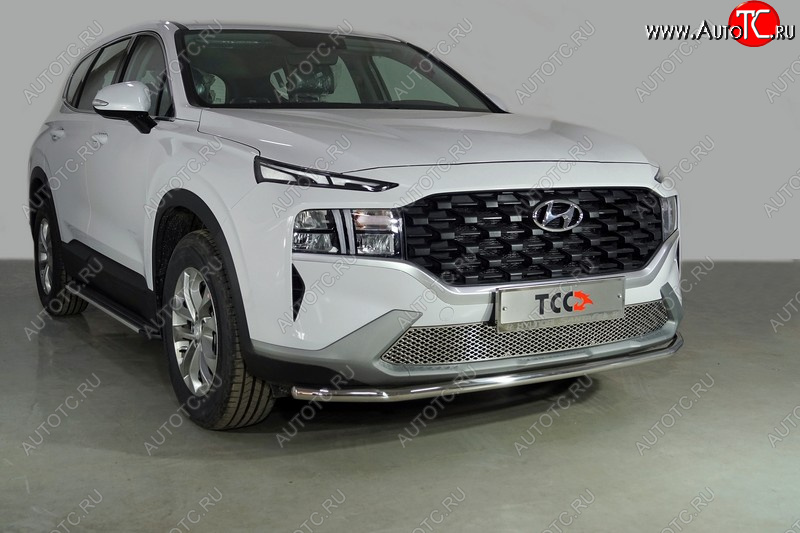 18 399 р. Защита переднего бампера нижняя d42,4 мм ТСС Тюнинг  Hyundai Santa Fe  TM (2020-2022) рестайлинг (нержавейка)  с доставкой в г. Нижний Новгород