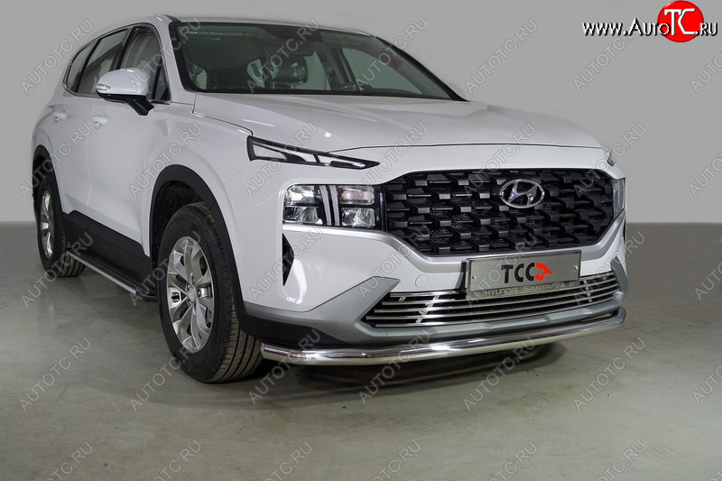 21 599 р. Защита переднего бампера нижняя d60,3 мм ТСС Тюнинг  Hyundai Santa Fe  TM (2020-2022) рестайлинг (нержавейка)  с доставкой в г. Нижний Новгород