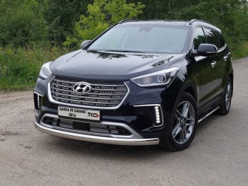 Защита переднего бампера нижняя овальная 75х42 мм ТСС Тюнинг Hyundai (Хюндаи) Grand Santa Fe (гранд)  1 DM (2016-2018) 1 DM рестайлинг  (нержавейка)