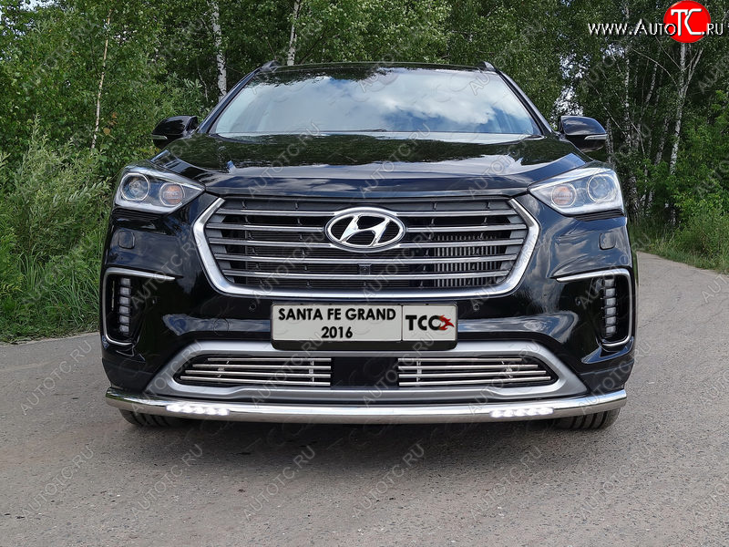 35 849 р. Защита переднего бампера нижняя с ДХО 60,3 мм ТСС Тюнинг  Hyundai Grand Santa Fe  1 DM (2016-2018) рестайлинг (нержавейка)  с доставкой в г. Нижний Новгород