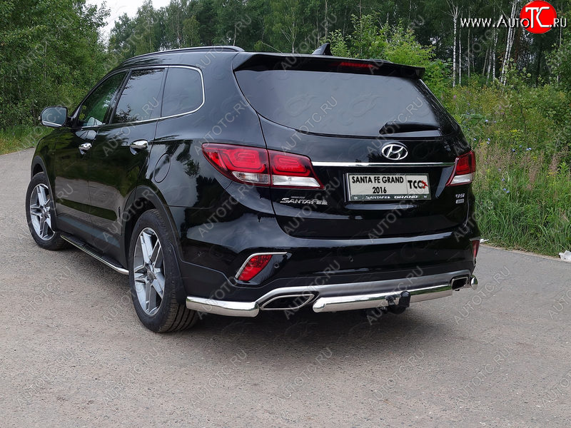 16 849 р. Защита задняя (центральная овальная 75х42 мм) ТСС Тюнинг  Hyundai Santa Fe  DM (2015-2019) рестайлинг  с доставкой в г. Нижний Новгород