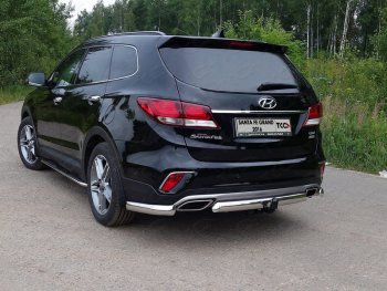 Защита задняя (уголки овальные, нержавейка 75х42 мм) ТСС Тюнинг Hyundai (Хюндаи) Santa Fe (Санта)  DM (2015-2019) DM рестайлинг  (уголки овальные)