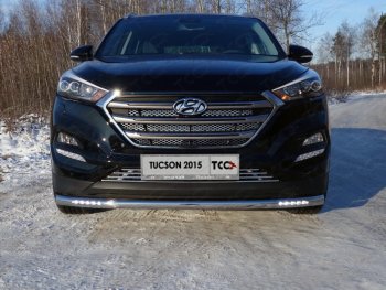 Защита переднего бампера нижняя с ДХО 60,3 мм ТСС Тюнинг Hyundai (Хюндаи) Tucson (Туссон)  TL (2015-2018) TL дорестайлинг  (нержавейка)