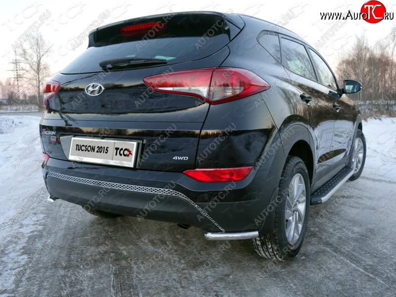 12 299 р. Защита заднего бампера (уголки, d42,4 мм) TCC  Hyundai Tucson  TL (2015-2018) дорестайлинг  с доставкой в г. Нижний Новгород