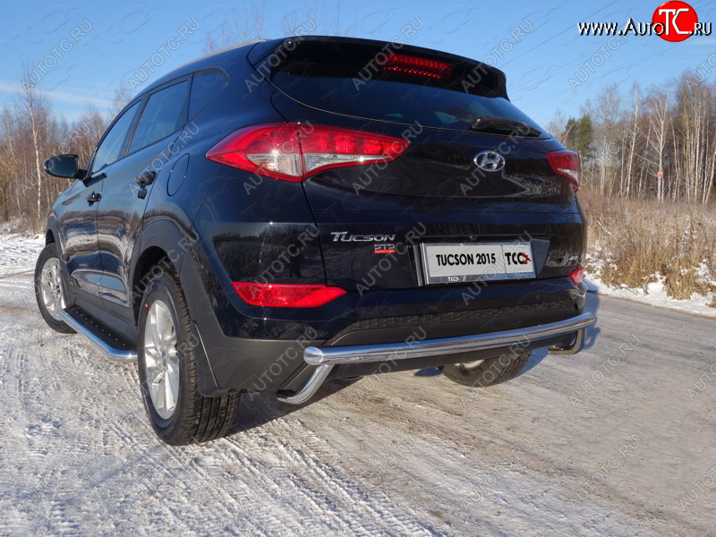 24 949 р. Защита задняя (нержавейка 60,3*42,4 мм) ТСС Тюнинг  Hyundai Tucson  TL (2015-2018) дорестайлинг  с доставкой в г. Нижний Новгород